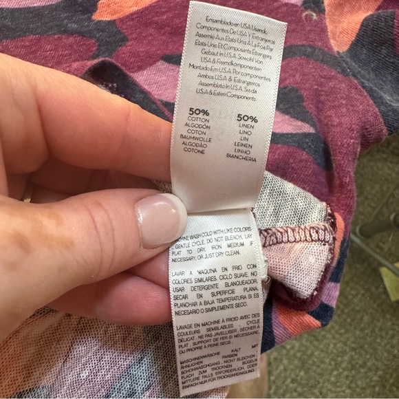 MOTHER Superior Nun Other Camo Linen Blend Crop Top Size XS Summer Casual Cute - Picture 7 of 8